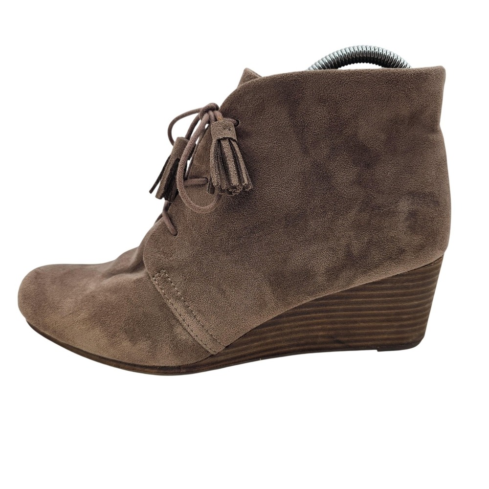 Dr Scholls Dakota Shoes Womens‎ Size 11 Brown Wedge Ankle Booties Faux Suede